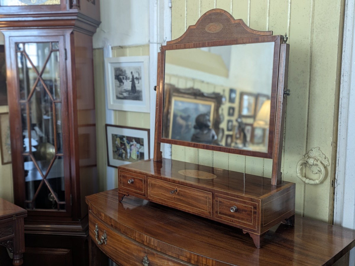 George III Inlaid Mahogany Dressing Table Mirror