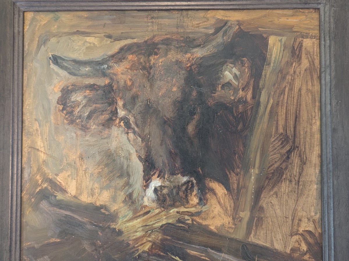 R Mikhailov (B.1836) Oil On Board Of Cow