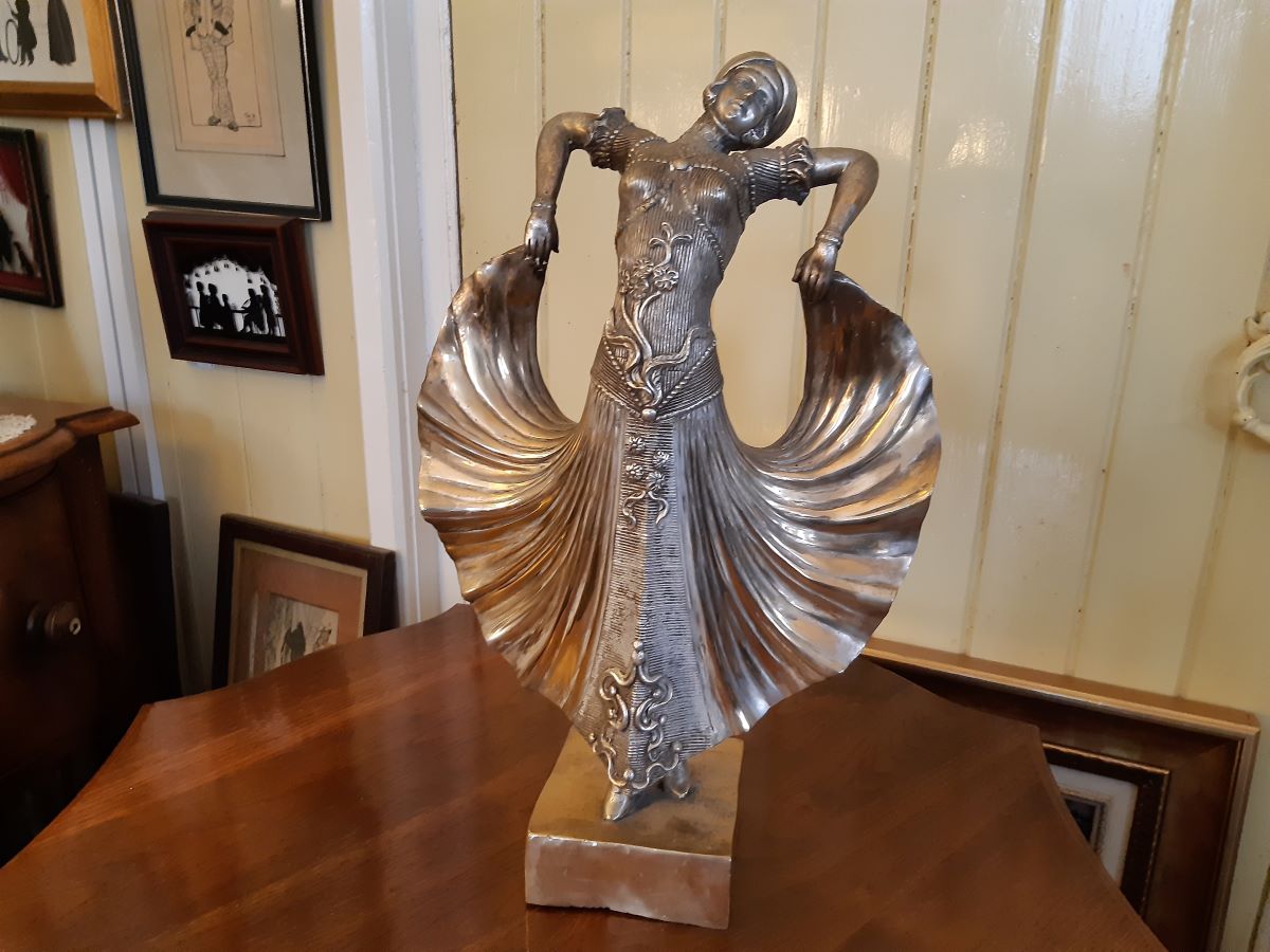 Art Deco Silvered Bronze Dancer