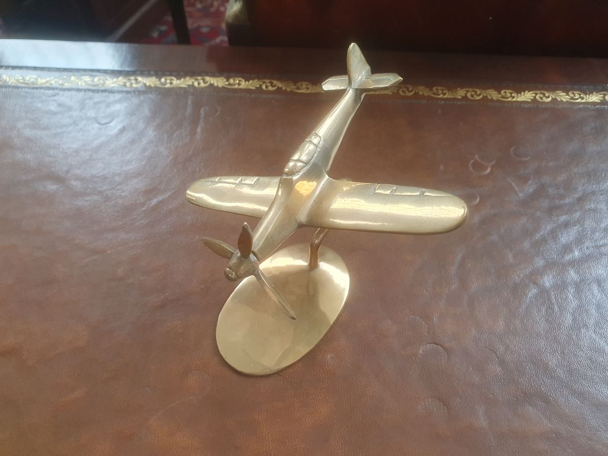 Trench Art, Brass Spitfire On Stand