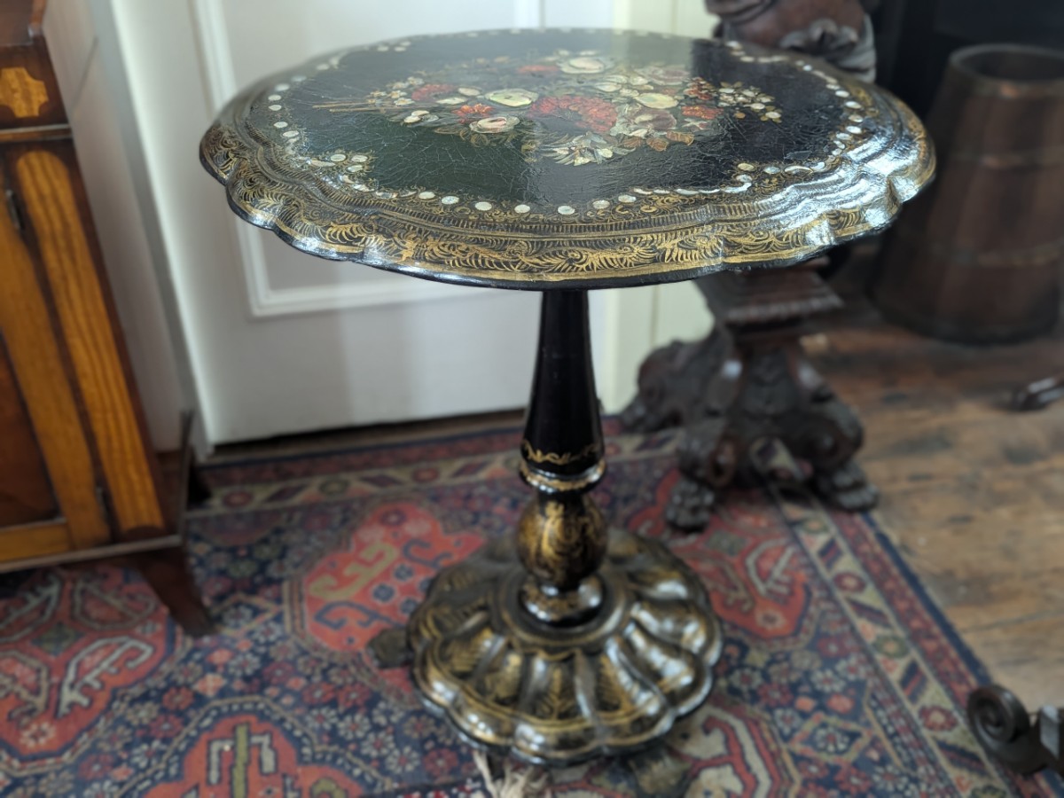 Victorian Papier Mache Tilt Top Table